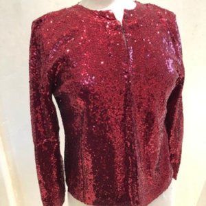 Red sequin Top Cardigan Large